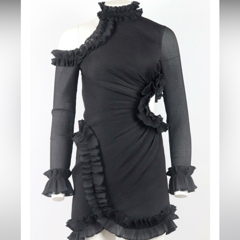 COPY - BLACK ZIMMERMAN RUFFLE CUTOUT DRESS - Picture 2 of 5